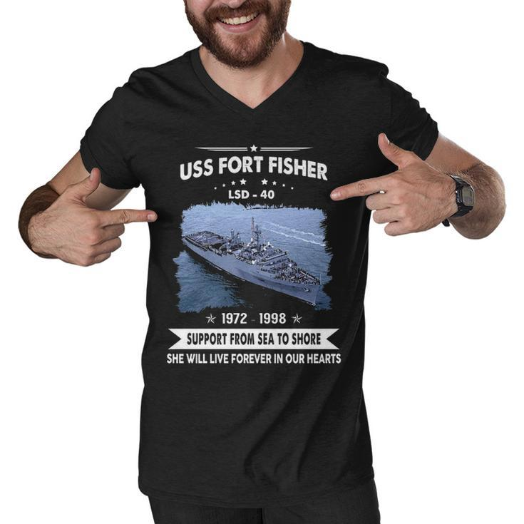 Uss Fort Fisher Lsd  Men V-Neck Tshirt