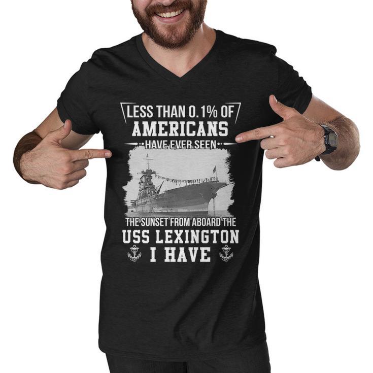 Uss Lexington Cv 2 Sunset Men V-Neck Tshirt