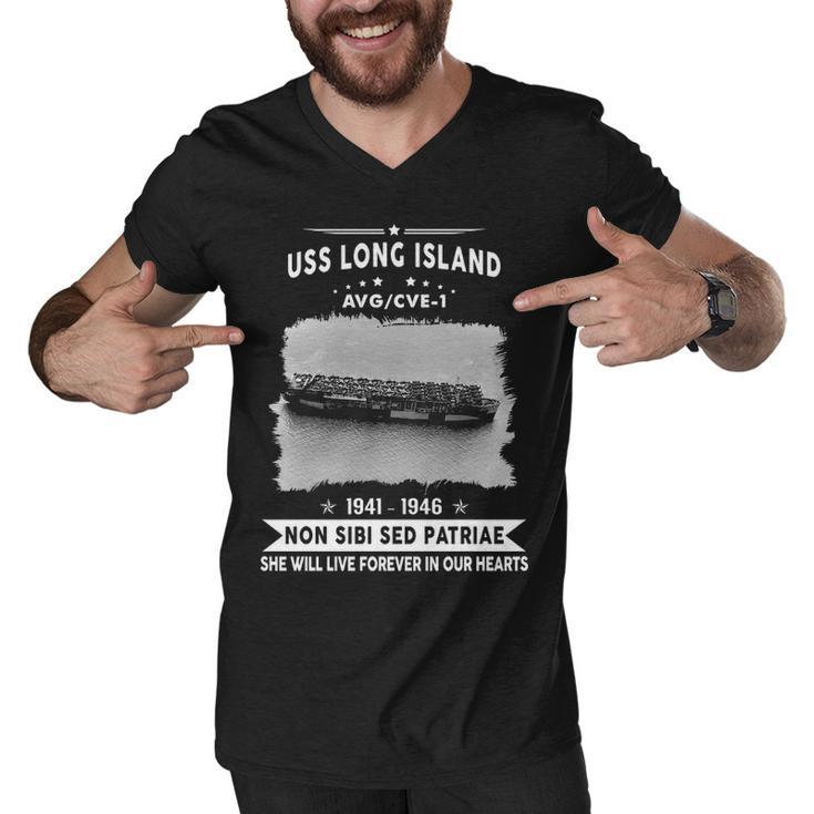 Uss Long Island Cve  Men V-Neck Tshirt