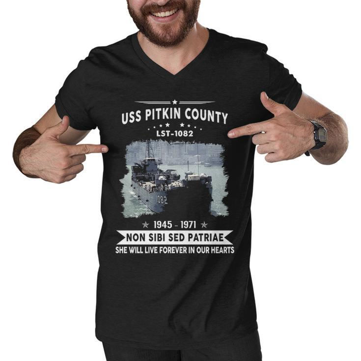 Uss Pitkin County Lst  Men V-Neck Tshirt