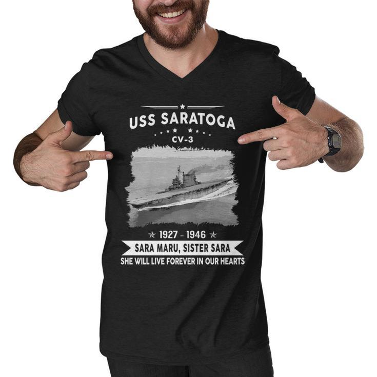 Uss Saratoga Cv V2 Men V-Neck Tshirt