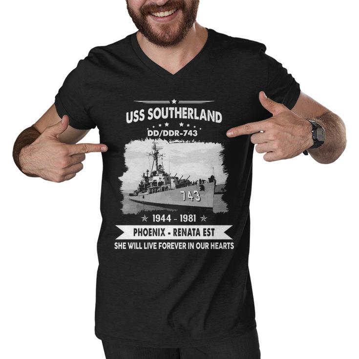 Uss Southerland Dd 743 Ddr  Men V-Neck Tshirt