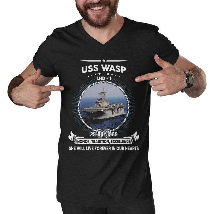 Uss Wasp Lhd  V2 Men V-Neck Tshirt