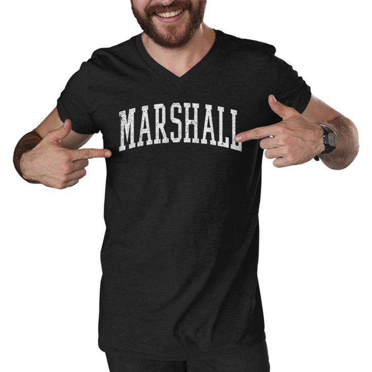 Varsity Distressed Marshall  Men V-Neck Tshirt