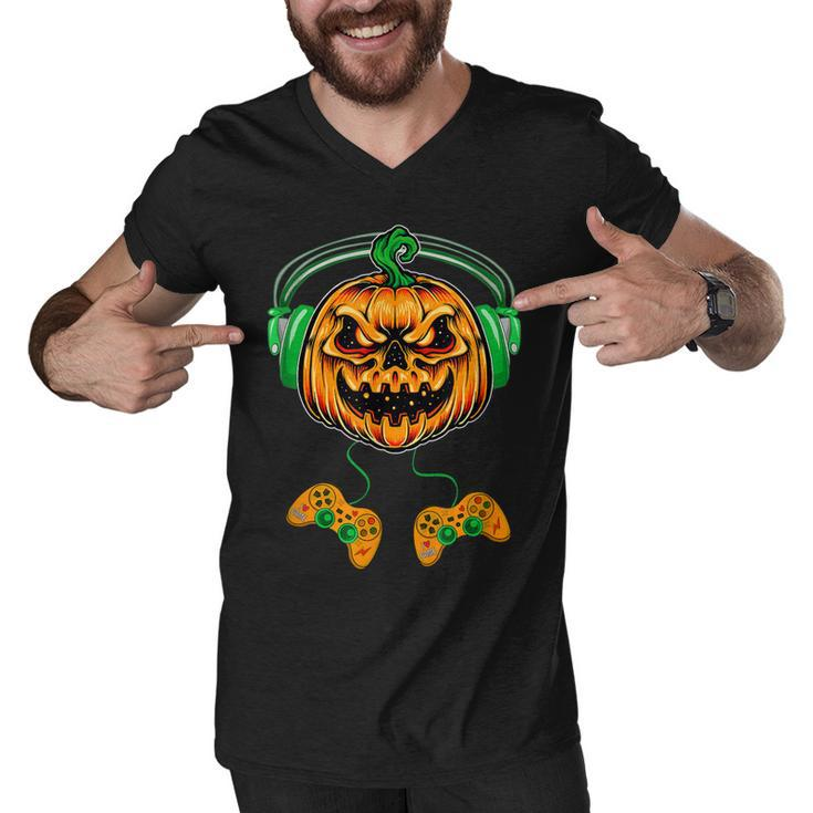 Video Games Halloween Jack O Lantern Gamer Boys Kids Men  Men V-Neck Tshirt