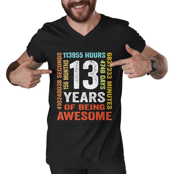 Vintage 13Th Birthday Shirt Gift 13 Years Old Being Awesome Men V-Neck Tshirt