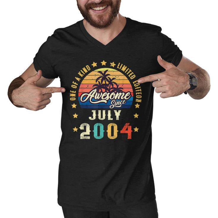 Vintage 18Th Birthday Awesome Since July 2004 Epic Legend  Men V-Neck Tshirt