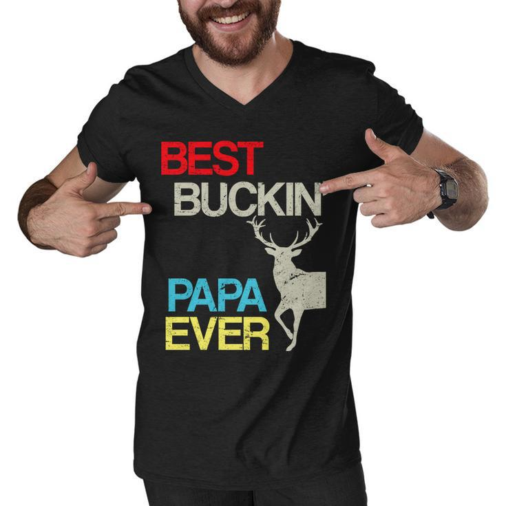 Vintage Best Buckin Papa Hunting Tshirt Men V-Neck Tshirt