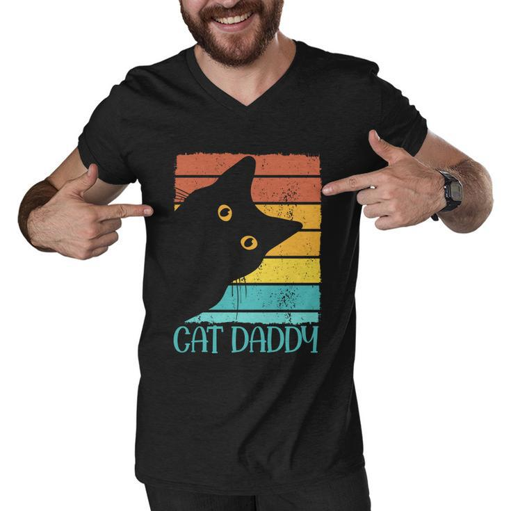 Vintage Cat Daddy Funny Cat Lover Gift Cat Dad Fathers Men V-Neck Tshirt