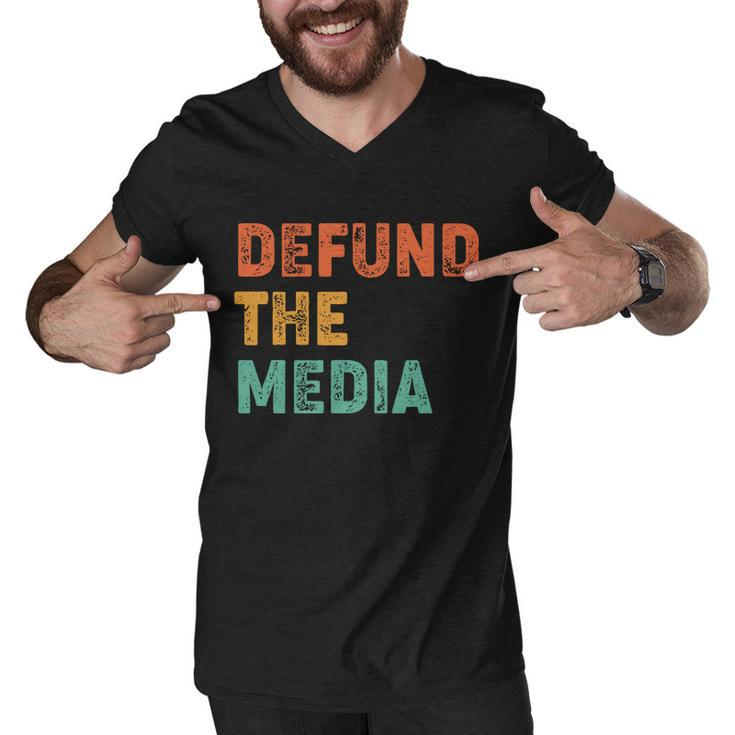 Vintage Defund The Media Tshirt Men V-Neck Tshirt