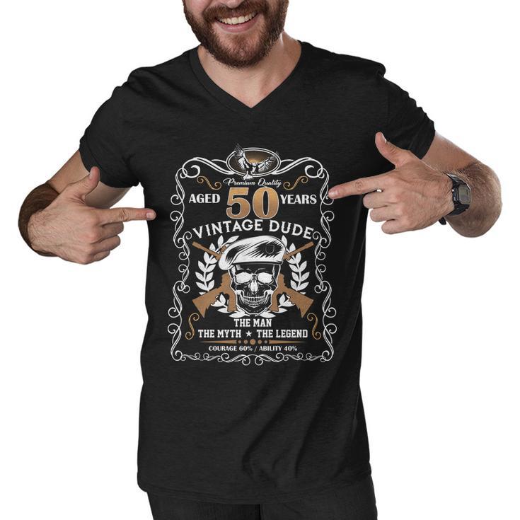 Vintage Dude Aged 50 Years Man Myth Legend 50Th Birthday Men V-Neck Tshirt