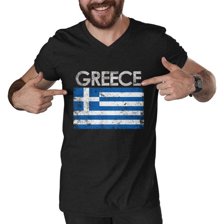 Vintage Greece Greek Flag Pride Gift Men V-Neck Tshirt