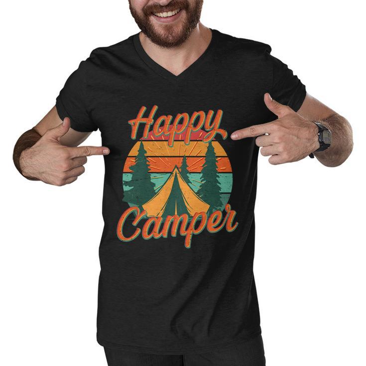 Vintage Happy Camper Emblem Men V-Neck Tshirt