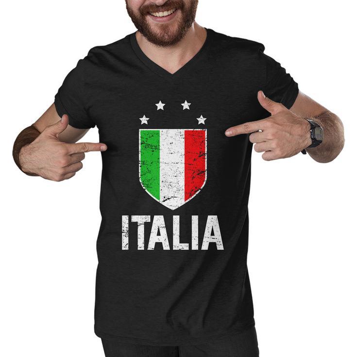 Vintage Italia Shield Crest Men V-Neck Tshirt