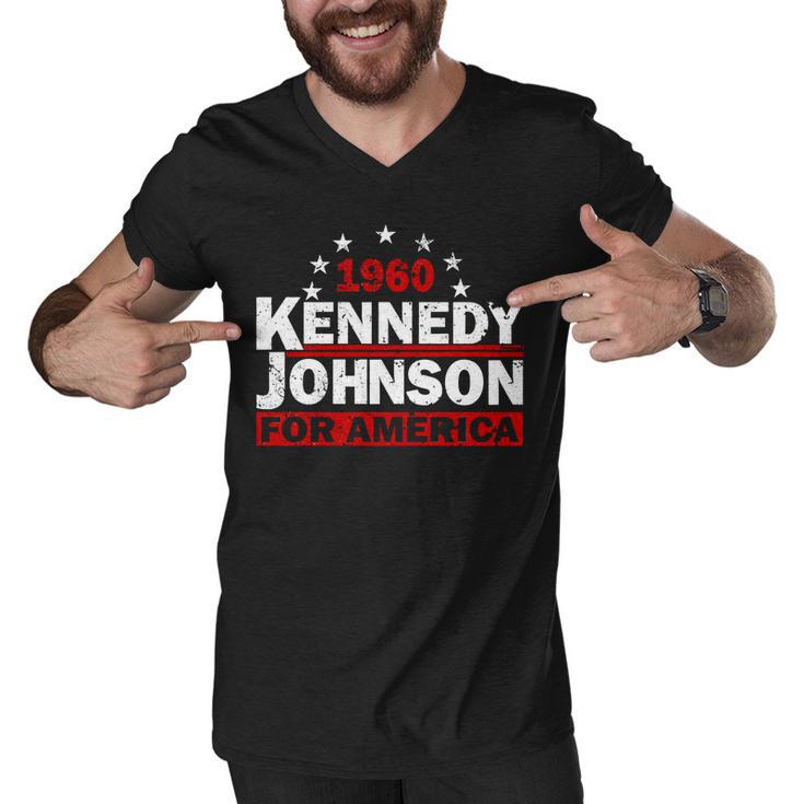 Vintage Kennedy Johnson 1960 For America Men V-Neck Tshirt