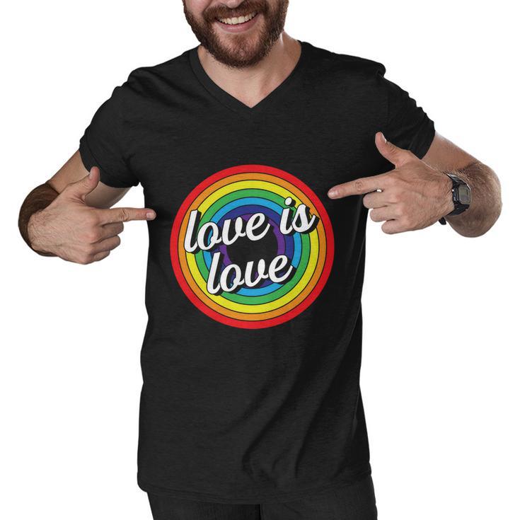 Vintage Love Is Love Rainbow Pride Month Men V-Neck Tshirt