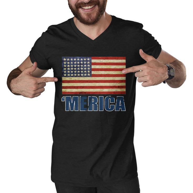 Vintage Merica Flag Tshirt Men V-Neck Tshirt