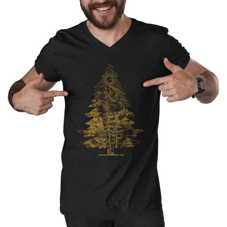 Vintage Nature Lover Pine Tree Forest Tshirt Men V-Neck Tshirt