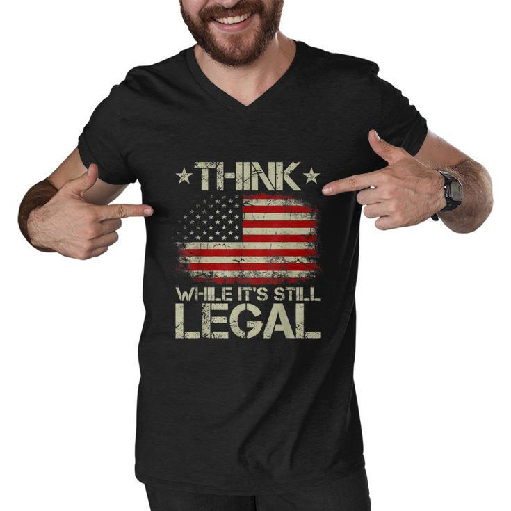 Vintage Old American Flag Think While Its Still Legal Tshirt Men V-Neck Tshirt