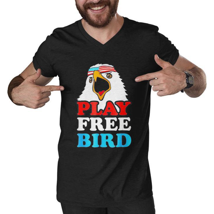 Vintage Play Free Bird Bald Eagle American Patriotic Usa Men V-Neck Tshirt