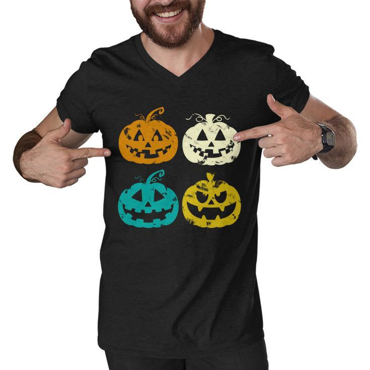 Vintage Pumpkin Halloween Men V-Neck Tshirt
