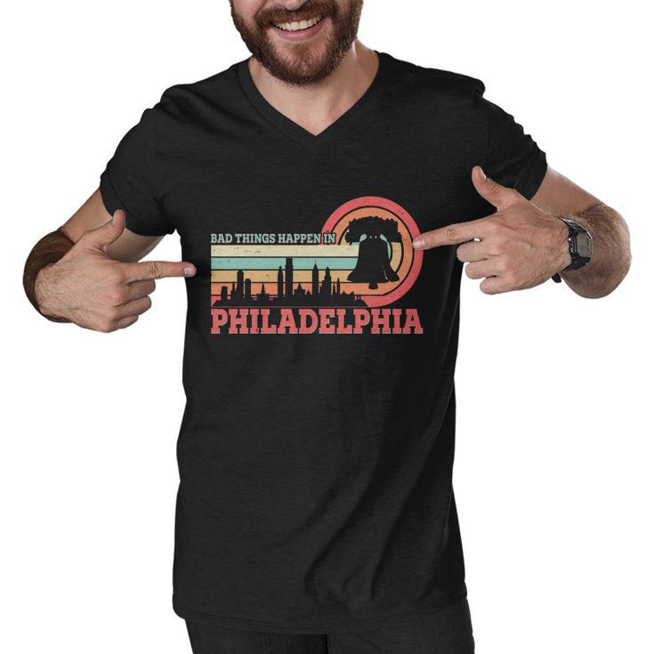 Vintage Retro Bad Things Happen In Philadelphia Men V-Neck Tshirt