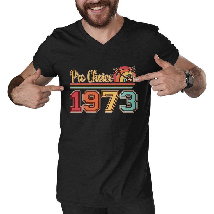 Vintage Retro Tropical Pro Choice Men V-Neck Tshirt