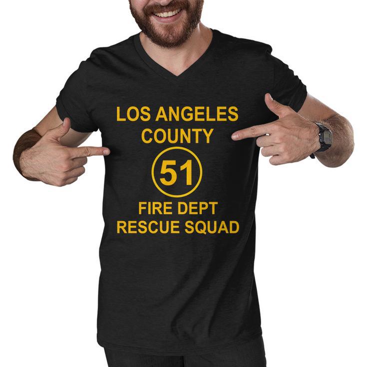 Vintage Squad 51 Fire Dept Tshirt Men V-Neck Tshirt