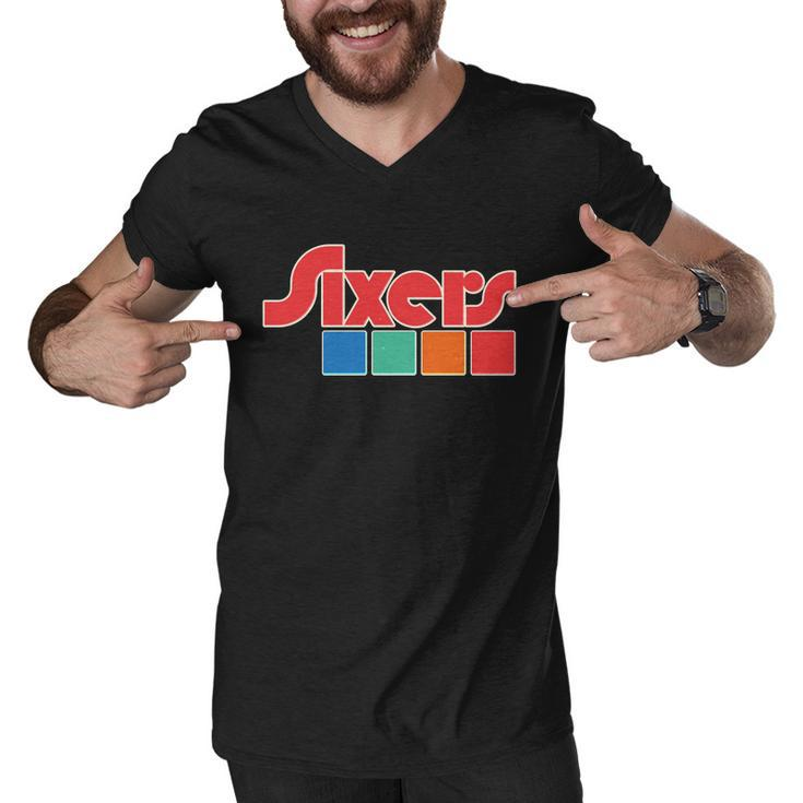 Vintage Style Sixers Sports Logo Men V-Neck Tshirt