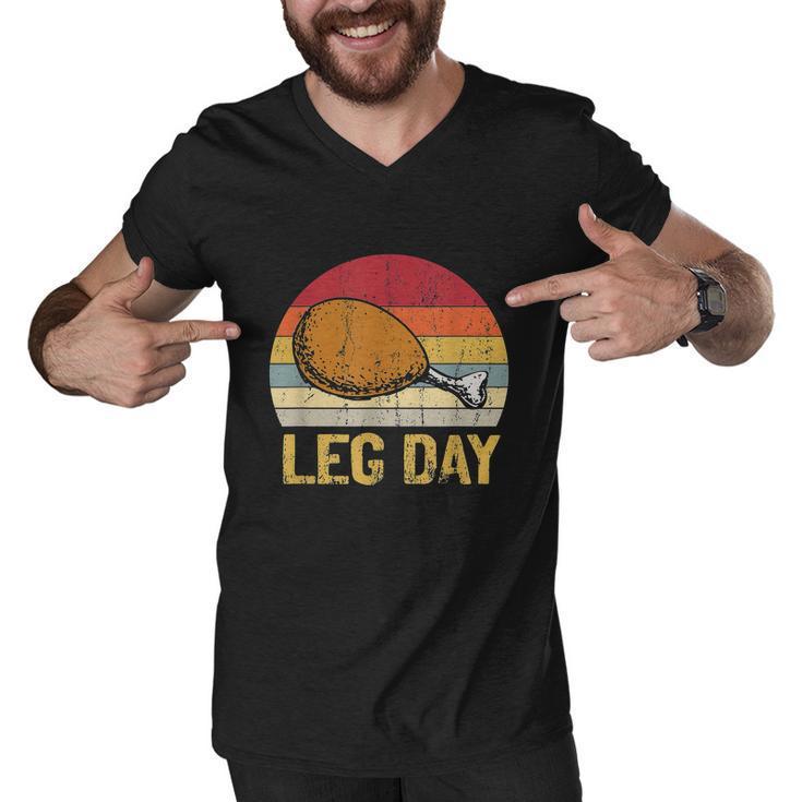 Vintage Turkey Thanksgiving Its Leg Day Gym Workout Tshirt Men V-Neck Tshirt