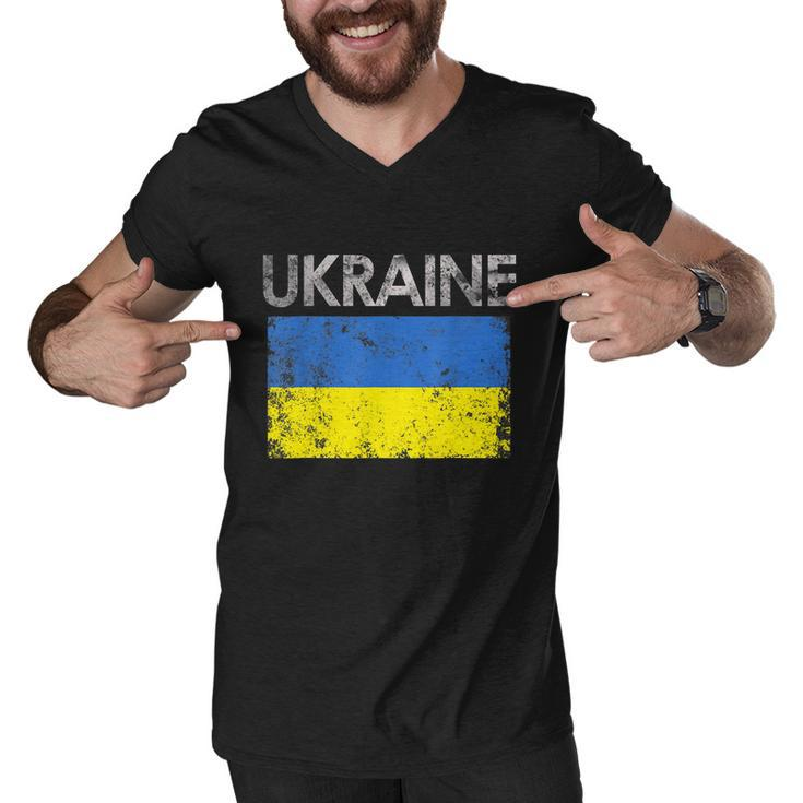Vintage Ukraine Ukrainian Flag Pride Gift Tshirt Men V-Neck Tshirt