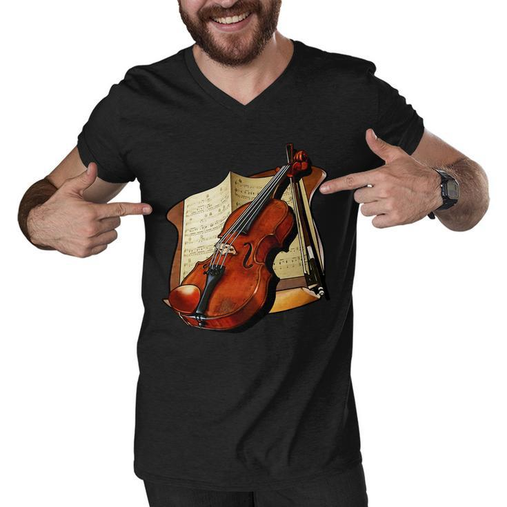 Violin And Sheet Music Men V-Neck Tshirt