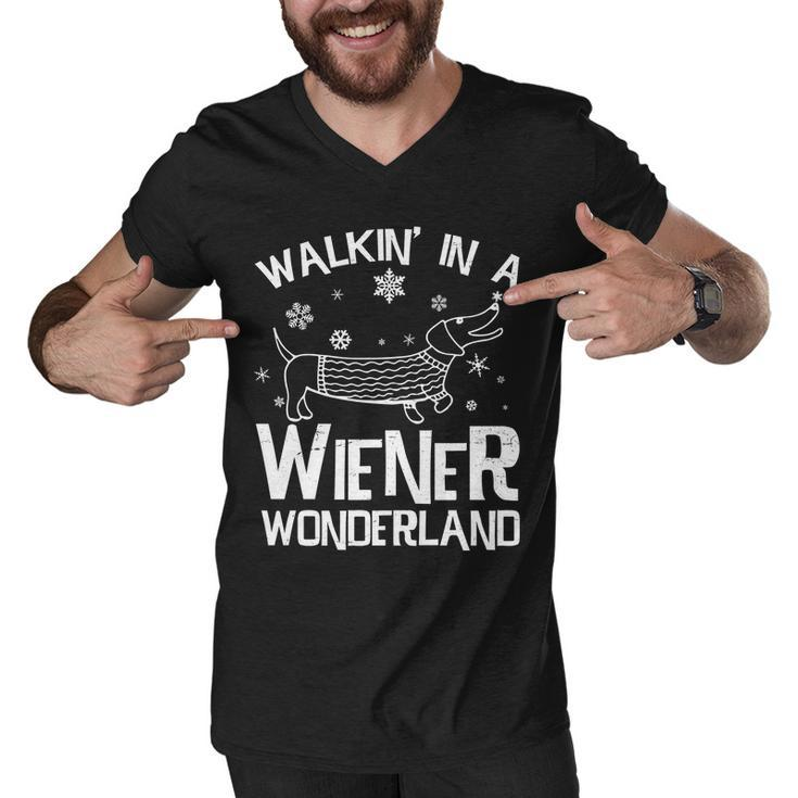 Walking In A Wiener Wonderland Funny Christmas Tshirt Men V-Neck Tshirt