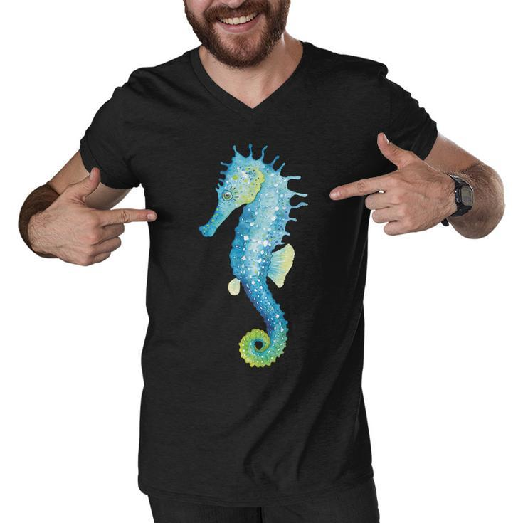 Watercolor Seahorse Men V-Neck Tshirt