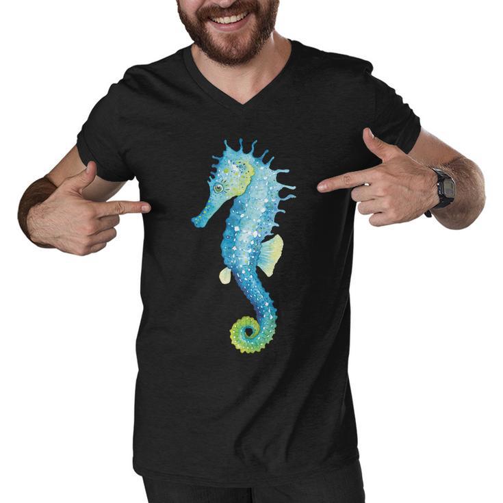 Watercolor Seahorse Tshirt Men V-Neck Tshirt