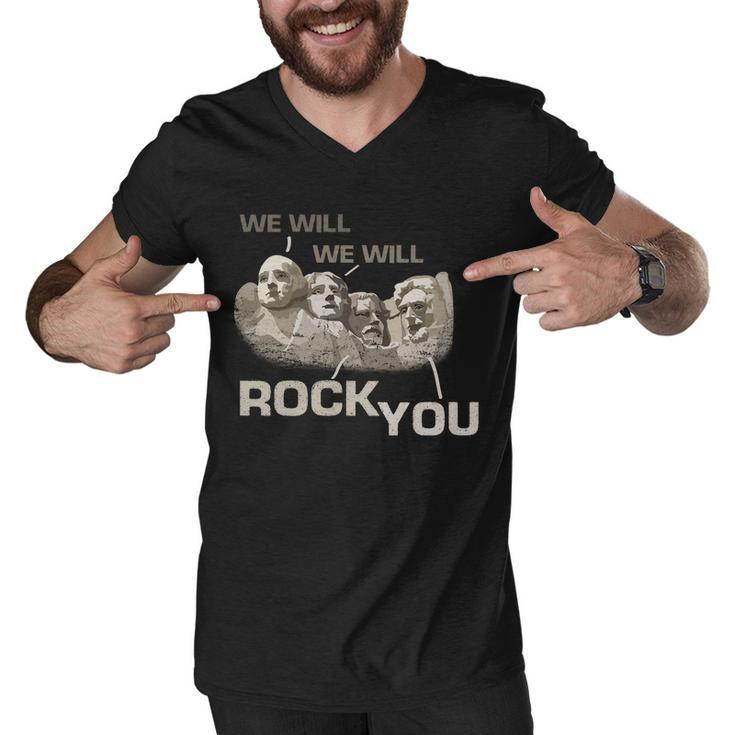 We Will Rock You Presidents MtRushmore Tshirt Men V-Neck Tshirt