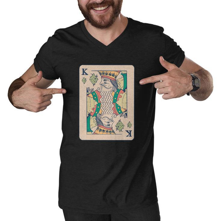 Weed King Poker Card Men V-Neck Tshirt