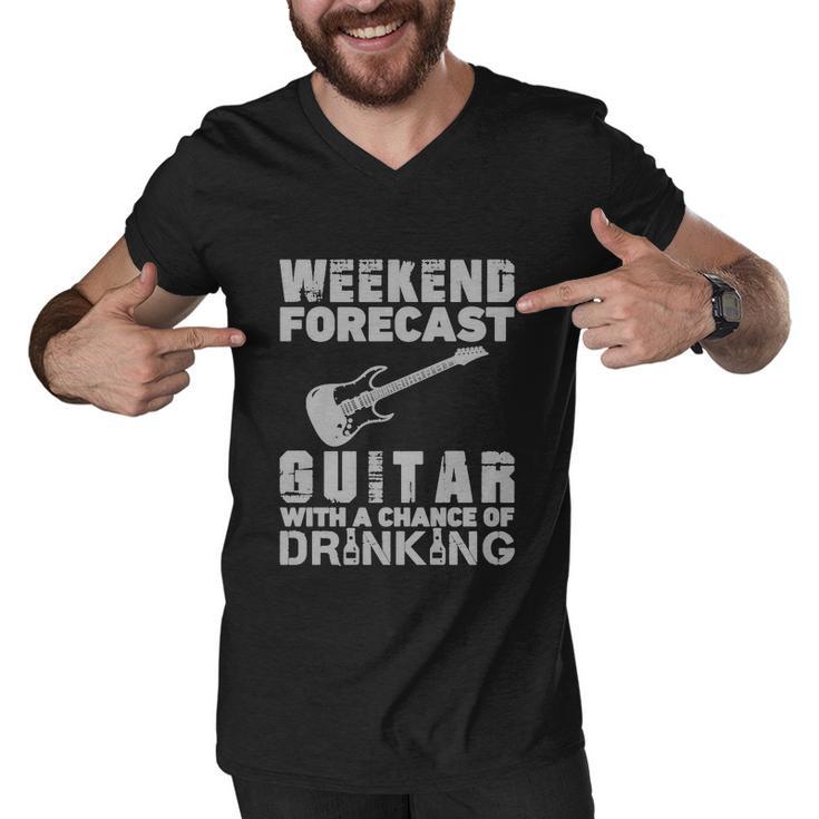 Weekend Forcast Guitar With A Chance Of Drinking Men V-Neck Tshirt