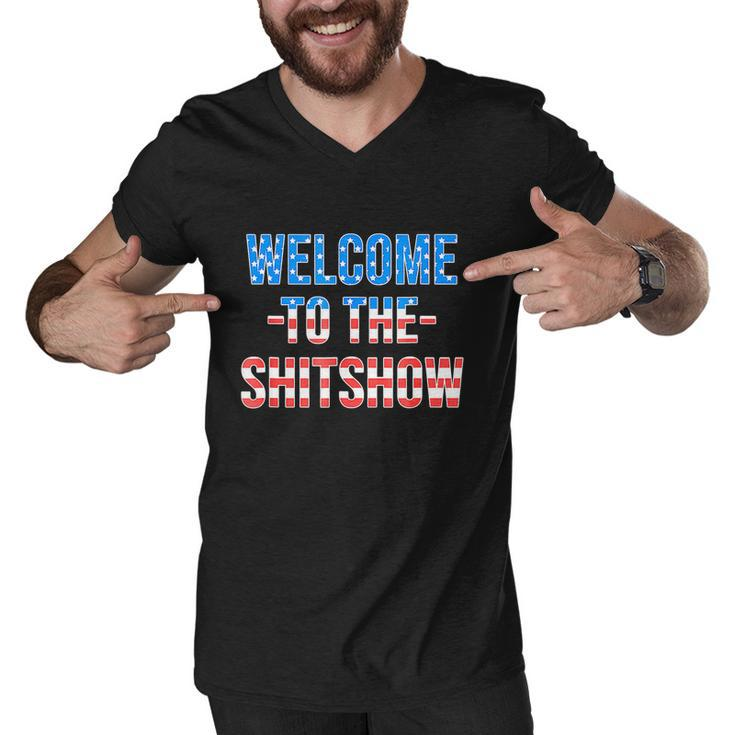 Welcome To The Shitshow Usa Flag Funny 4Th Of July Drinking Men V-Neck Tshirt