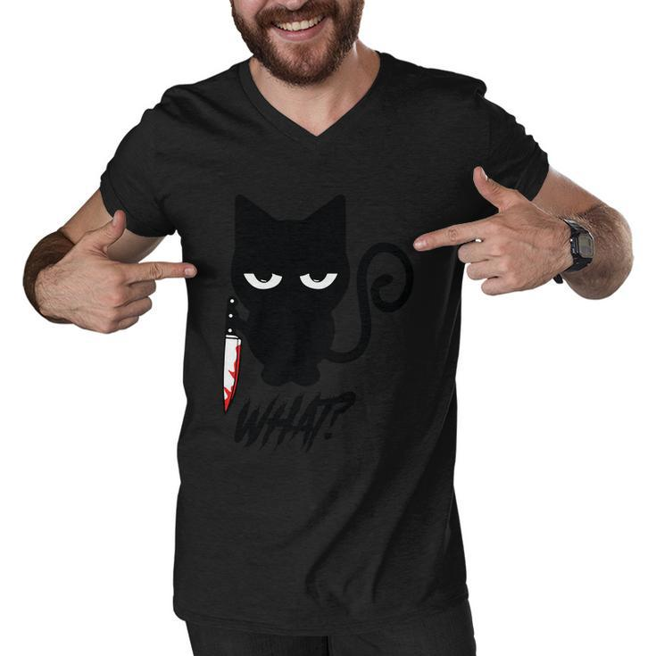 What Black Cat With Knife Halloween Quote Men V-Neck Tshirt