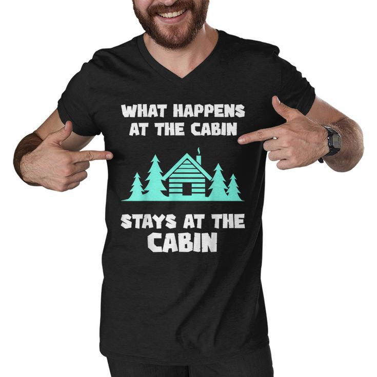 What Happens At The Cabin Stays In The Cabin Mountain Hiker  Men V-Neck Tshirt