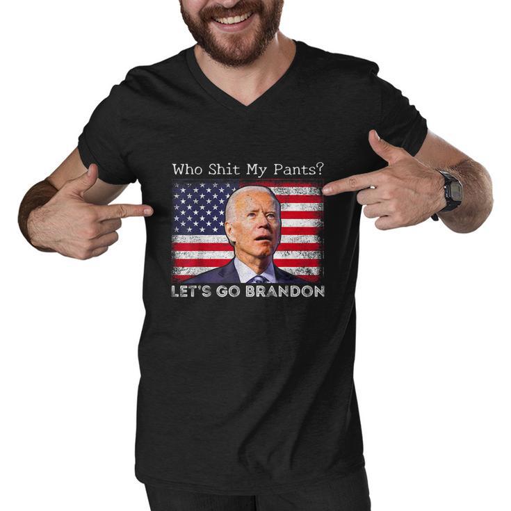 Who Shit My Pants Funny Anti Joe Biden Funny Meme Men V-Neck Tshirt