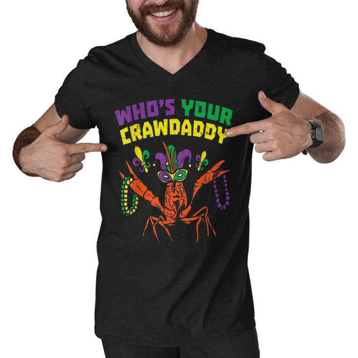 Whos Your Crawdaddy Crawfish Jester Beads Funny Mardi Gras  Men V-Neck Tshirt