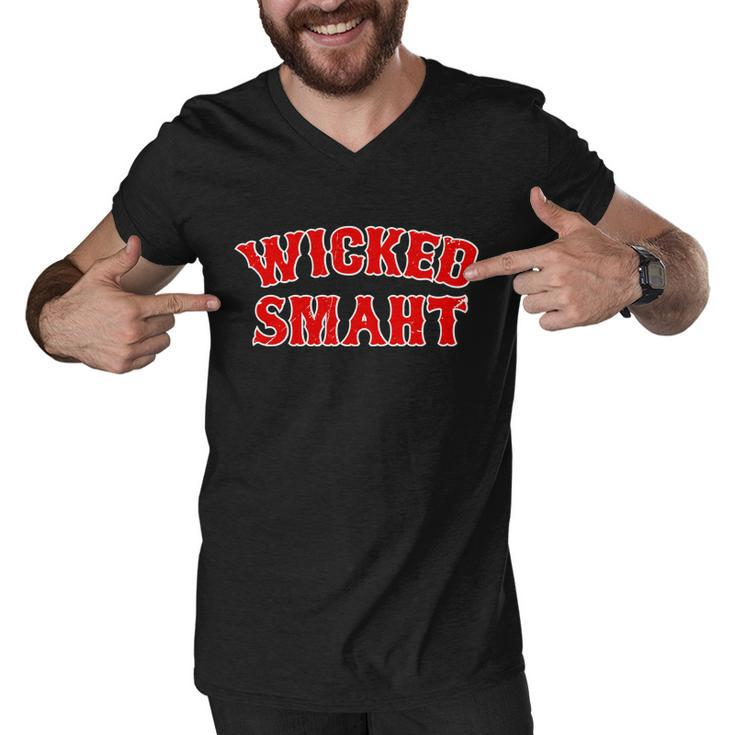 Wicked Smaht Smart Boston Massachusetts Tshirt Men V-Neck Tshirt
