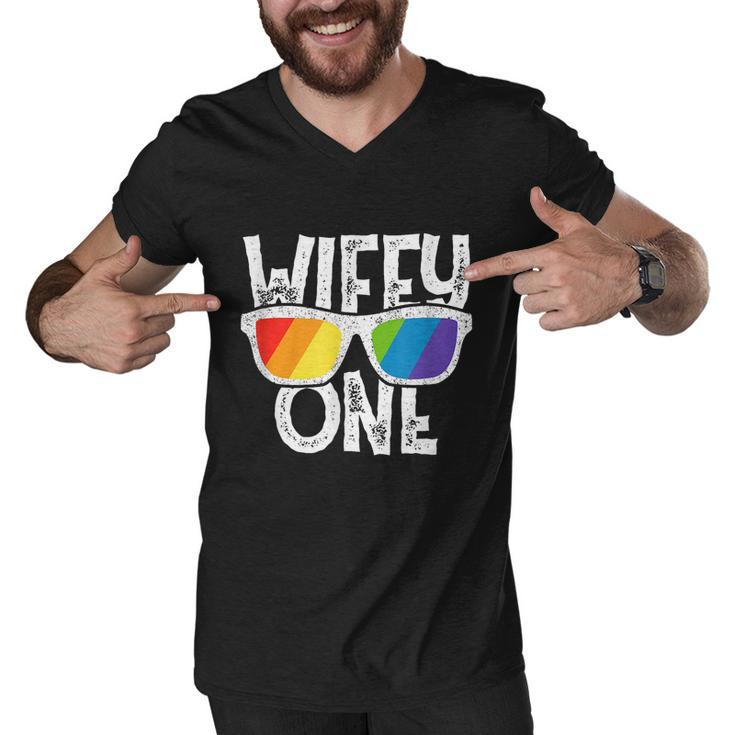 Wifey One Lesbian Pride Lgbt Bride Couple Men V-Neck Tshirt