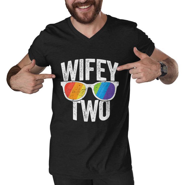 Wifey Two Lesbian Pride Lgbt Bride Couple Men V-Neck Tshirt