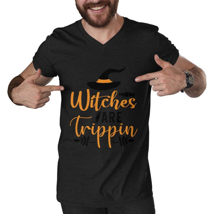 Witches Are Trippin Halloween Quote Men V-Neck Tshirt