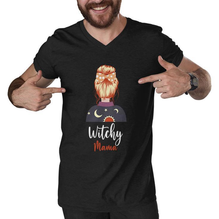 Witchy Mama Funny Halloween Quote Men V-Neck Tshirt