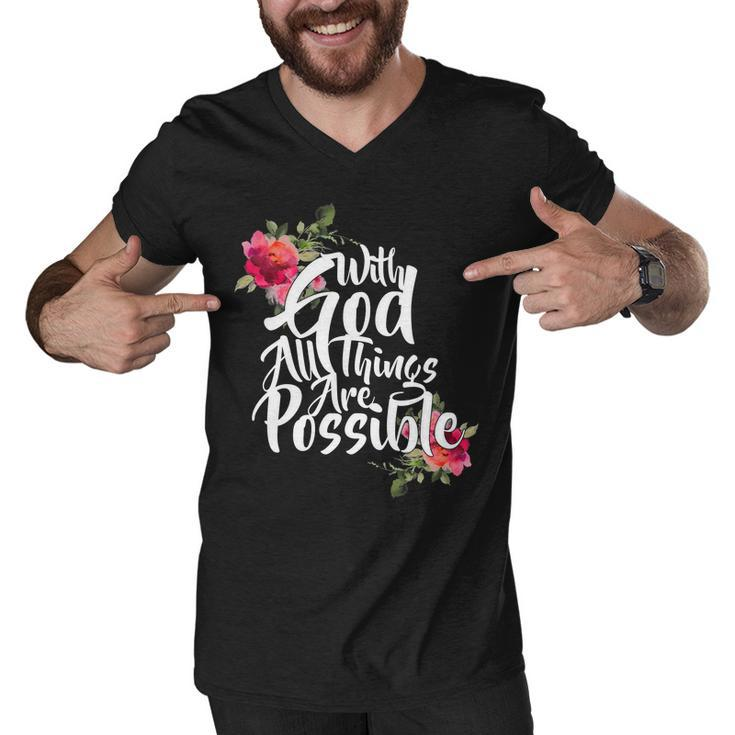 With God All Things Possible Tshirt Men V-Neck Tshirt