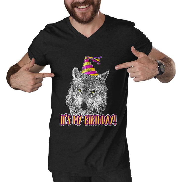 Wolf Birthday Themed Party Wolves Theme Girl Wolf Lover Men V-Neck Tshirt